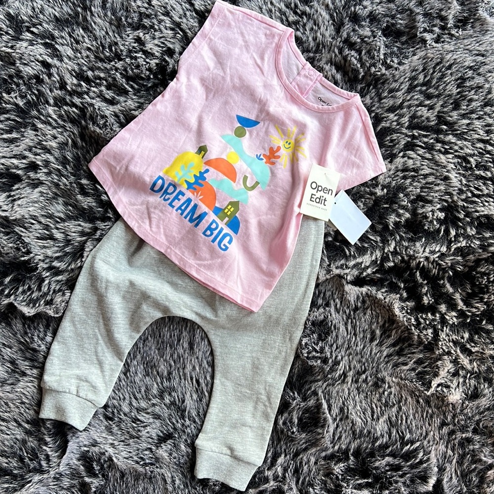 Open Edit Baby Girls Dream Big Matching Lounge Playtime Set, Multiple Sizes, NWT